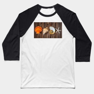 Four Lovely Shells And White Starfish Baseball T-Shirt